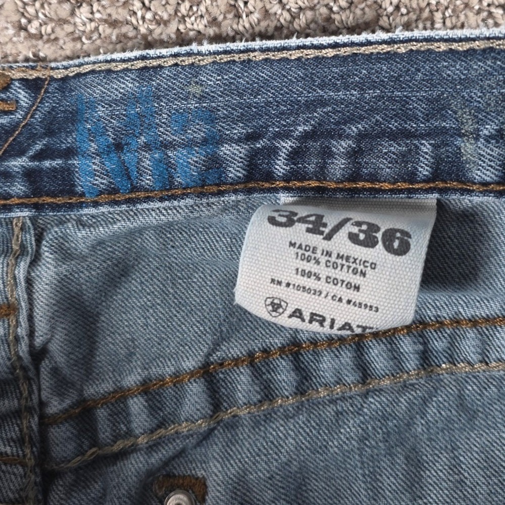 Ariat Mens M2 Straight Leg Jeans Blue Denim Size 34x34 Medium Wash Cotton - Picture 5 of 8